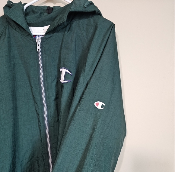 Champion Forest Green Zip-Up Jacket Vintage Size XL - Picture 5 of 11